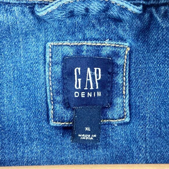 Gap Girls Floral Flowers Embroidered Denim Blue Jean Jacket Pocket XL - Picture 4 of 12